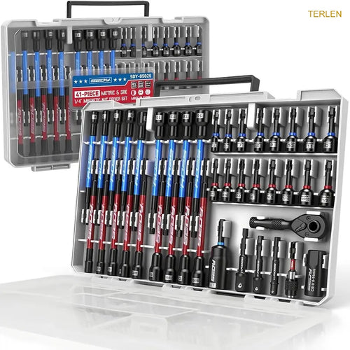 80/41-Piece Magnetic Impact Nut Driver Set – Metric & SAE with Adapters & Bits