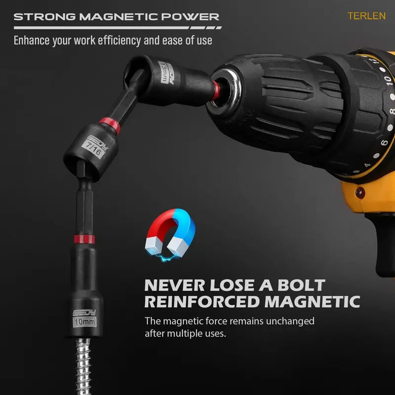 80/41-Piece Magnetic Impact Nut Driver Set – Metric & SAE with Adapters & Bits